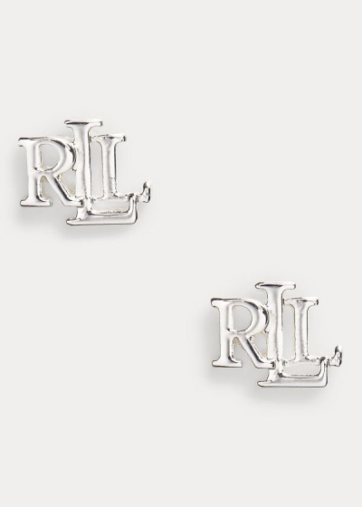 Pendientes Ralph Lauren Mujer Plateados - Logo Stud - GUFRS9318